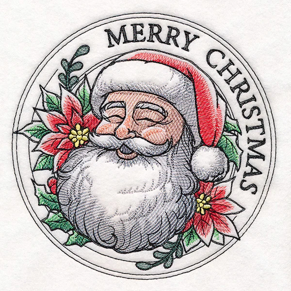 Merry Christmas Santa with Poinsettias Stamp - Image 3