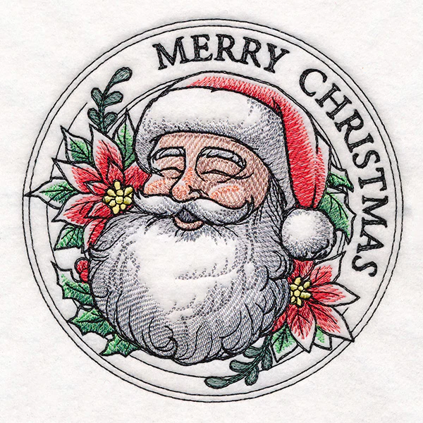 Merry Christmas Santa with Poinsettias Stamp - Image 5