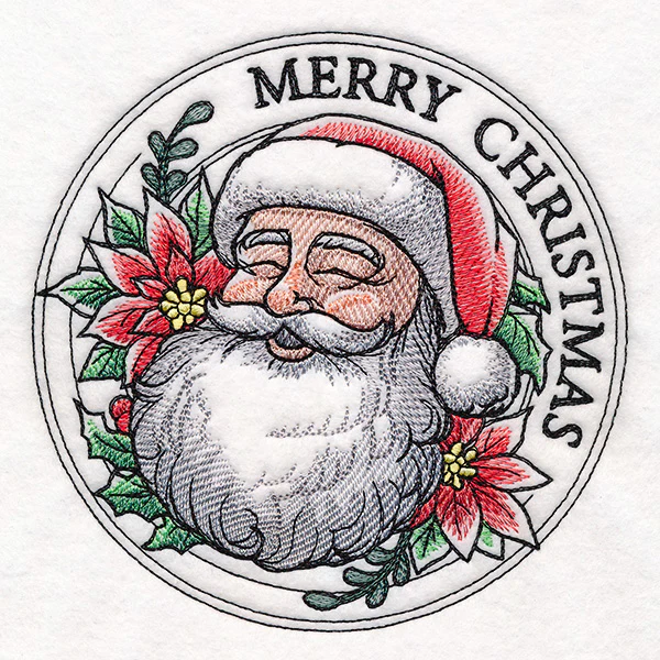 Merry Christmas Santa with Poinsettias Stamp - Image 7