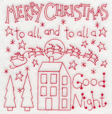 Merry Christmas to All (Redwork) - Image 4