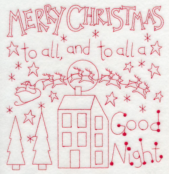 Merry Christmas to All (Redwork) - Image 5