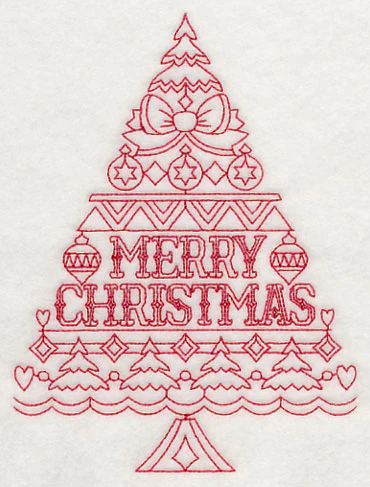 Merry Christmas Tree (Redwork) - Image 3