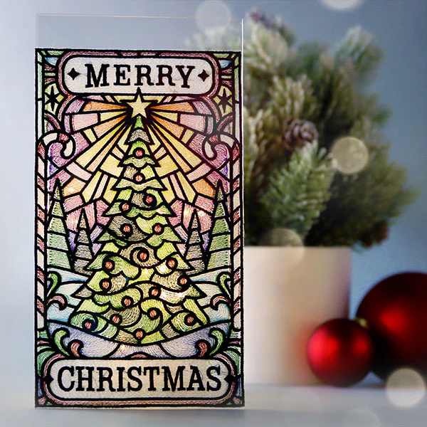 Merry Christmas Tree Stained Glass Sign - Image 19