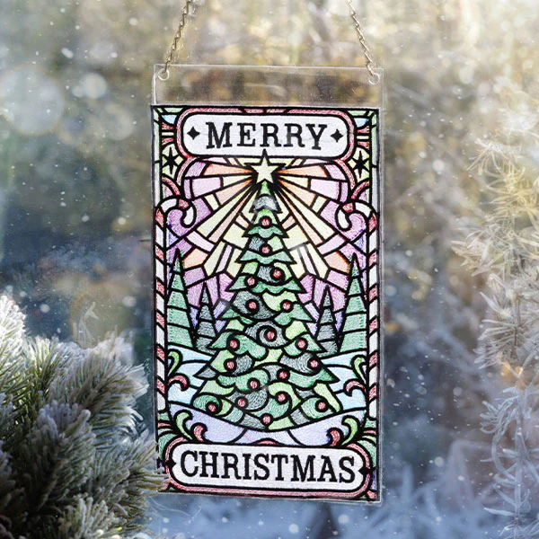 Merry Christmas Tree Stained Glass Sign - Image 21