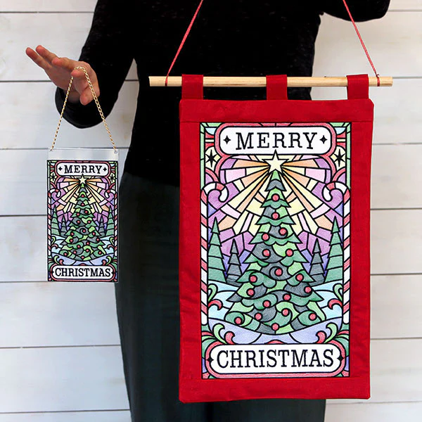 Merry Christmas Tree Stained Glass Sign - Image 3