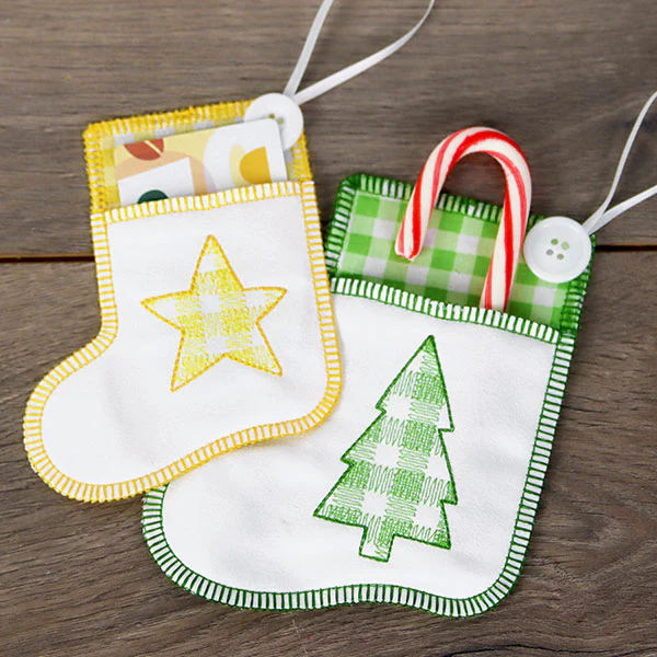 Merry Christmas Tree Stocking Ornament (In-the-Hoop) - Image 2