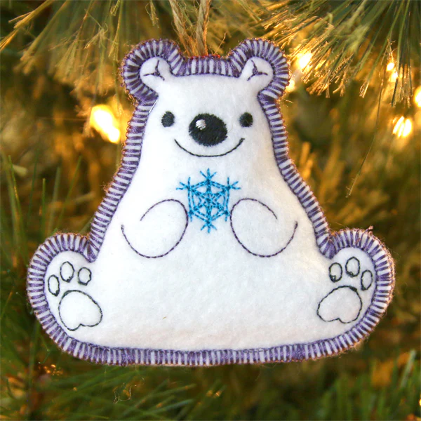 Merry Magic Polar Bear Ornament (In-the-Hoop) - Image 2
