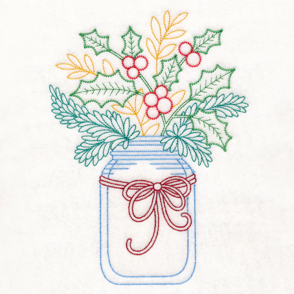 Merry Mason Jar - Holly and Berries - Image 5