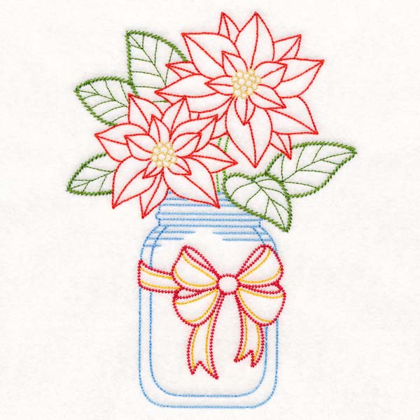 Merry Mason Jar - Poinsettia - Image 2