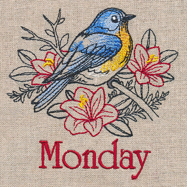 Merry Monday - Bluebird with Amaryllises - Image 3