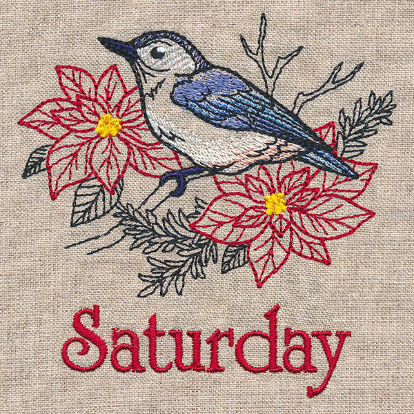Merry Saturday - Nuthatch with Poinsettias - Image 2