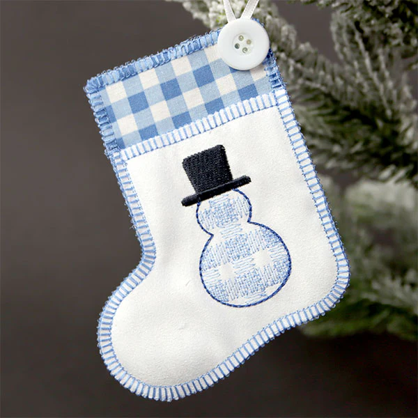 Merry Snowman Stocking Ornament (In-the-Hoop) - Image 2
