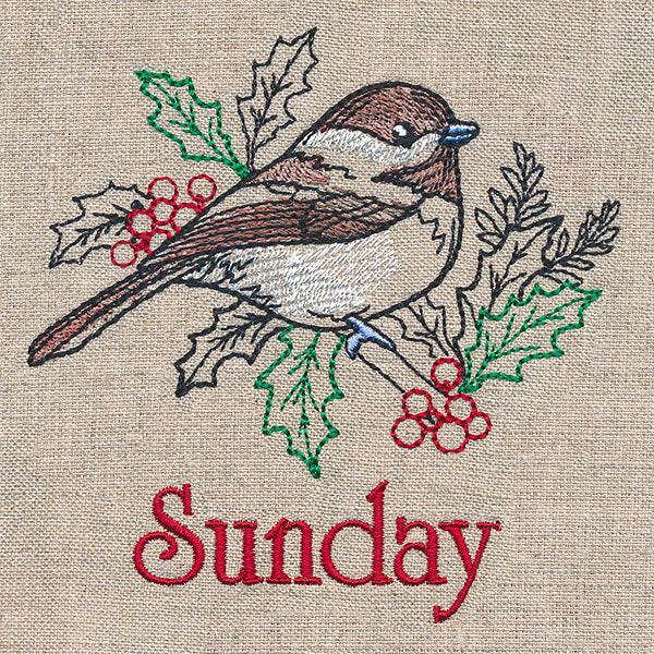 Merry Sunday - Chickadee with Holly - Image 2