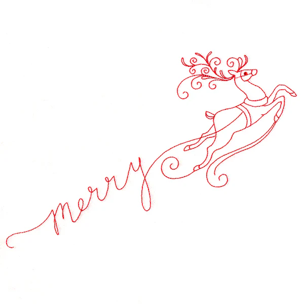 Merry with Reindeer (Redwork) - Image 6