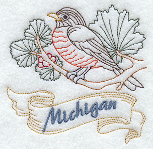 Michigan - Robin (Redwork) - Image 4