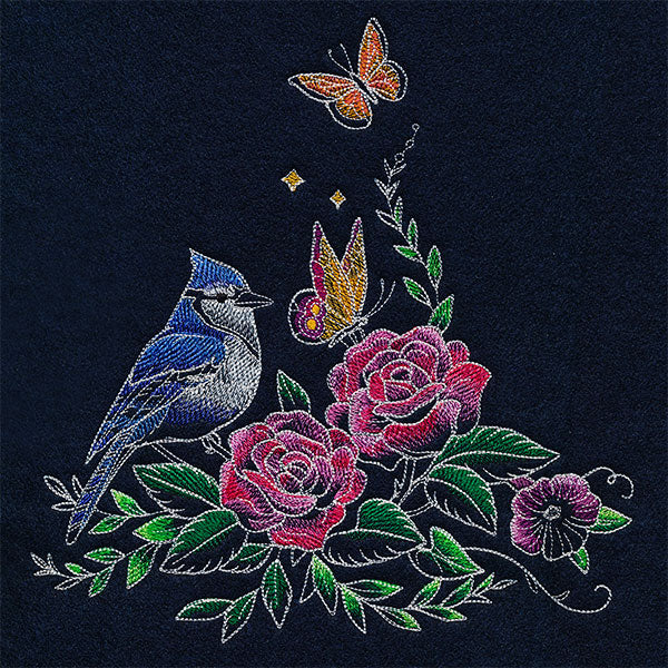 Midnight Garden Blue Jay & Roses Feature - Image 4