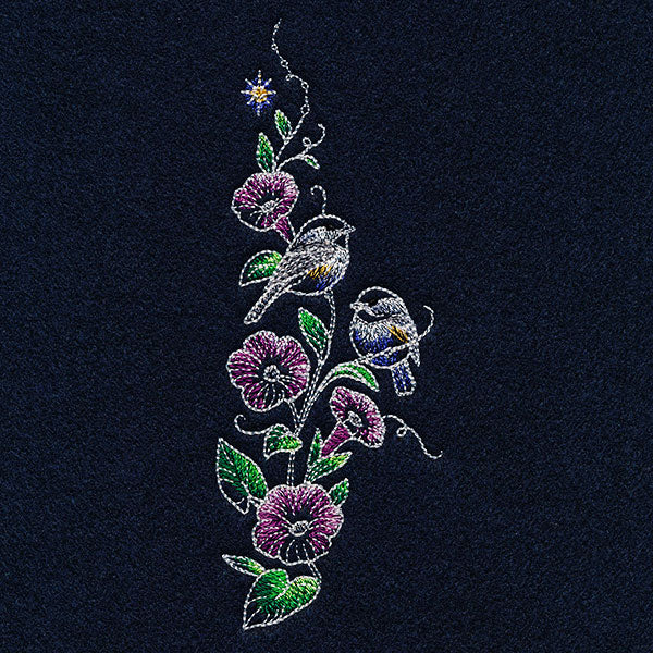 Midnight Garden Morning Glories & Chickadees Feature - Image 3