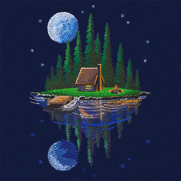 Moonlit Lakeside Cabin Scene - Image 5