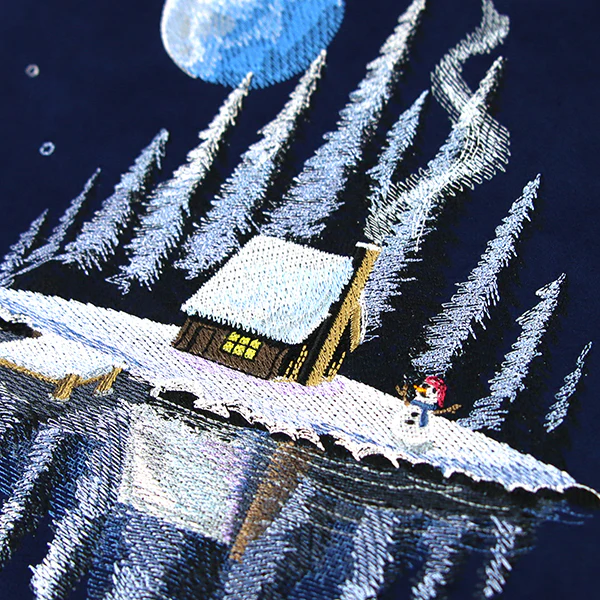 Moonlit Winter Cabin Scene - Image 2