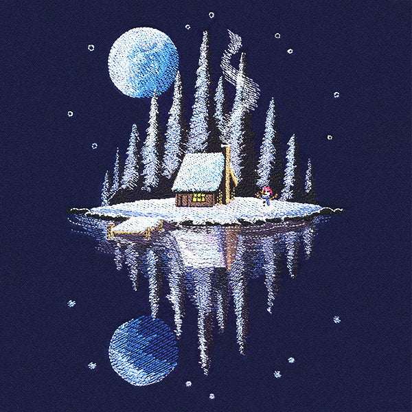 Moonlit Winter Cabin Scene - Image 3
