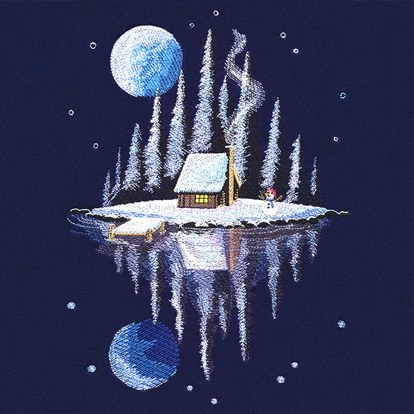 Moonlit Winter Cabin Scene - Image 7