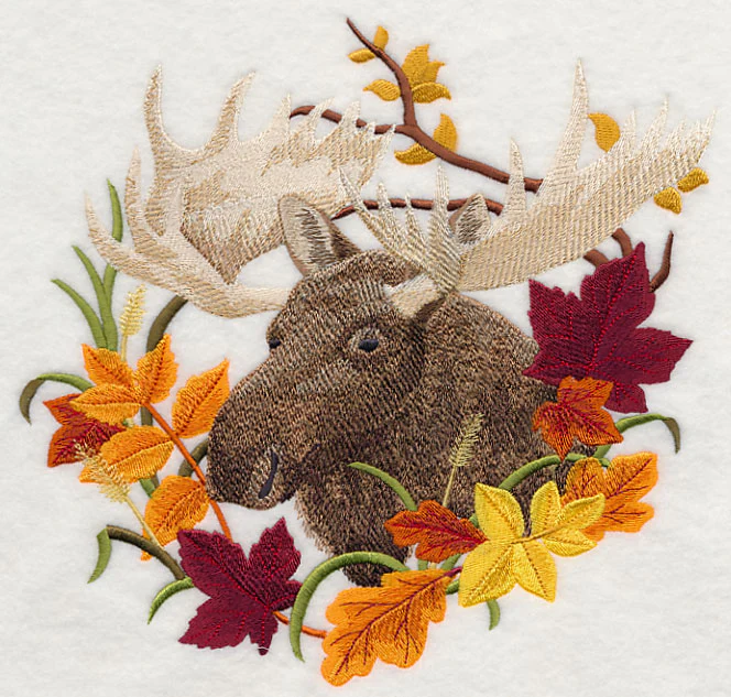 Moose in Autumn Leaves - Image 6