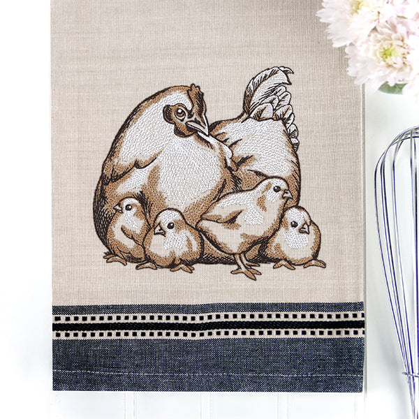 Mother Hen and Chicks Etching - Image 2