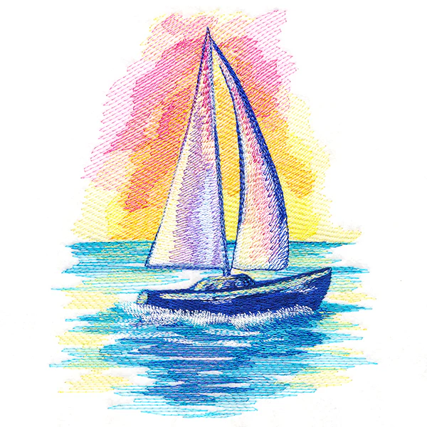 Nautical Dreams Sailboat in Watercolor - Image 3