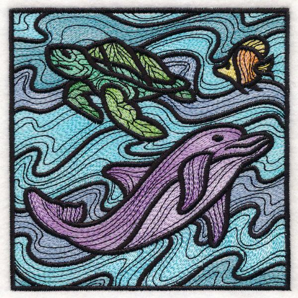 Nautical Stained Glass Square - Dolphin - Image 10