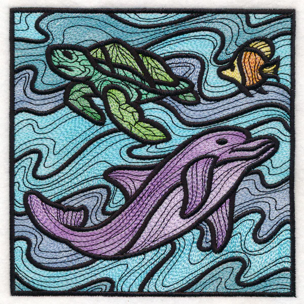 Nautical Stained Glass Square - Dolphin - Image 7