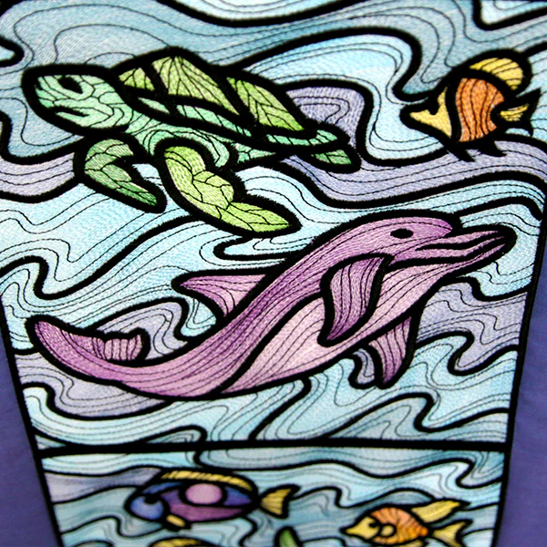 Nautical Stained Glass Square - Dolphin - Image 9