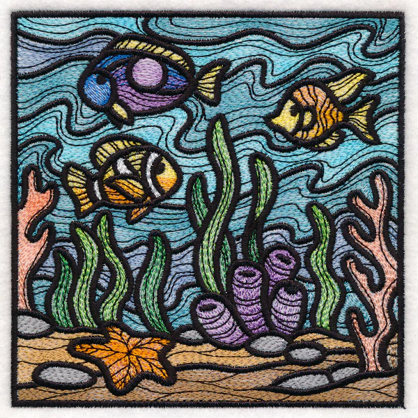 Nautical Stained Glass Square - Fish - Image 10