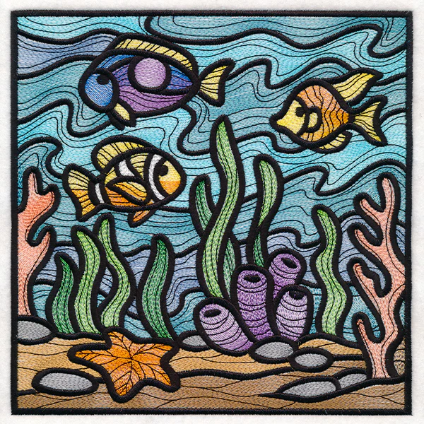 Nautical Stained Glass Square - Fish - Image 13