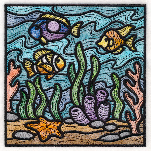 Nautical Stained Glass Square - Fish - Image 7