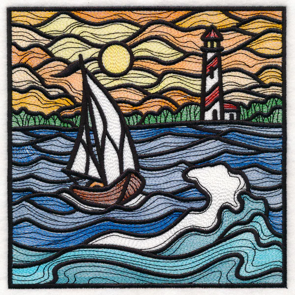 Nautical Stained Glass Square - Sailboat - Image 4