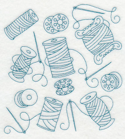 Needle and Thread Medley (Redwork) - Image 2