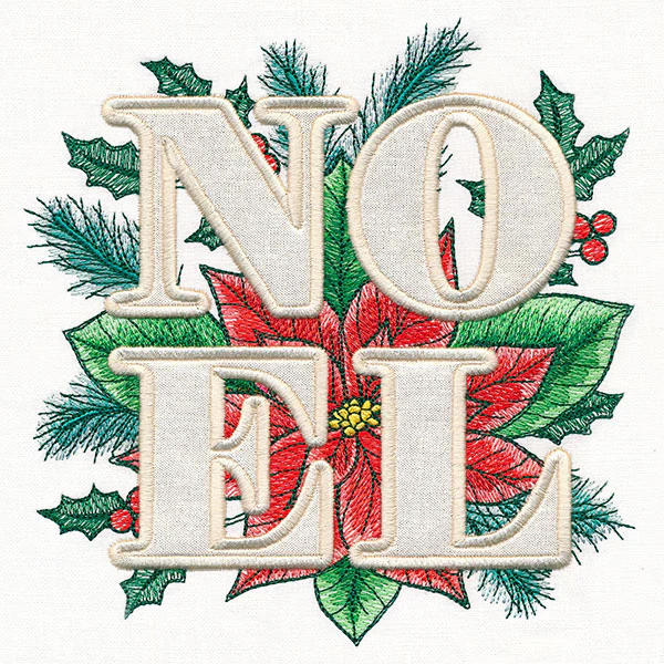 Noel with Poinsettia (Applique) - Image 3