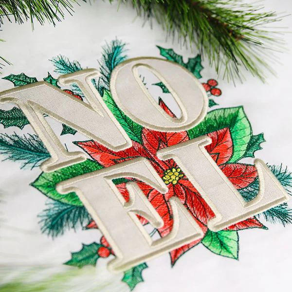 Noel with Poinsettia (Applique) - Image 4