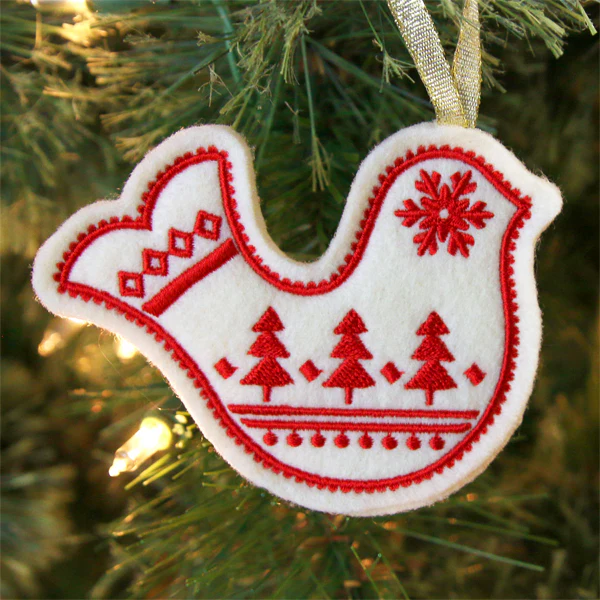 Nordic Christmas Ornament - Bird (In-the-Hoop) - Image 2