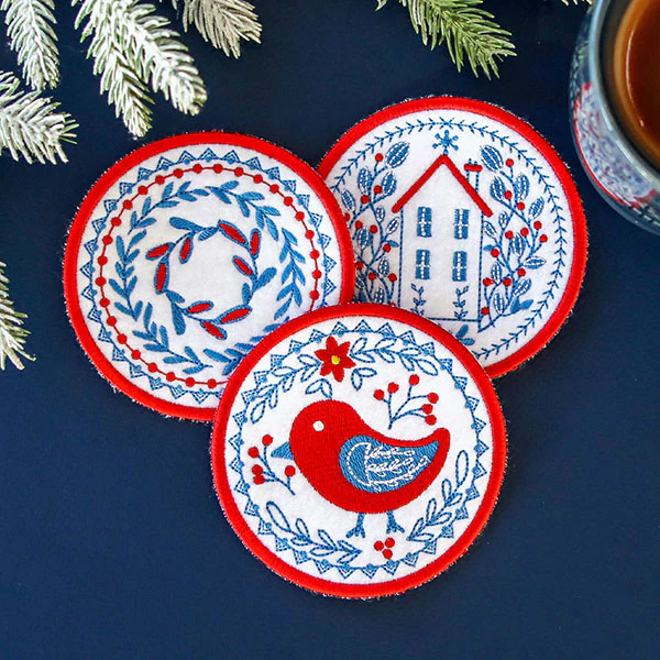 Nordic Necessities Coaster - Bird (In-the-Hoop) - Image 6