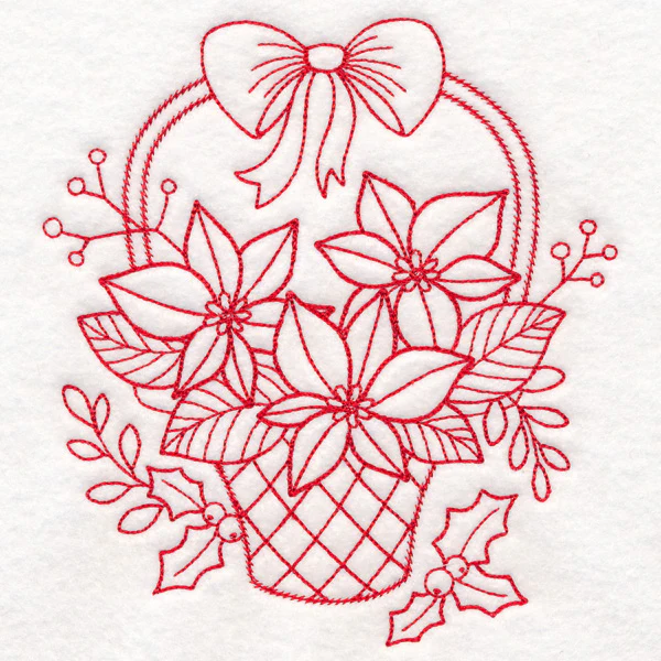 Nostalgic Christmas - Poinsettias (Redwork) - Image 2