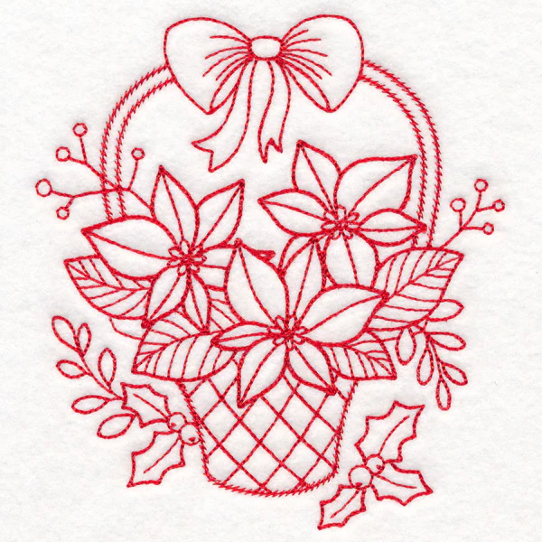 Nostalgic Christmas - Poinsettias (Redwork) - Image 3