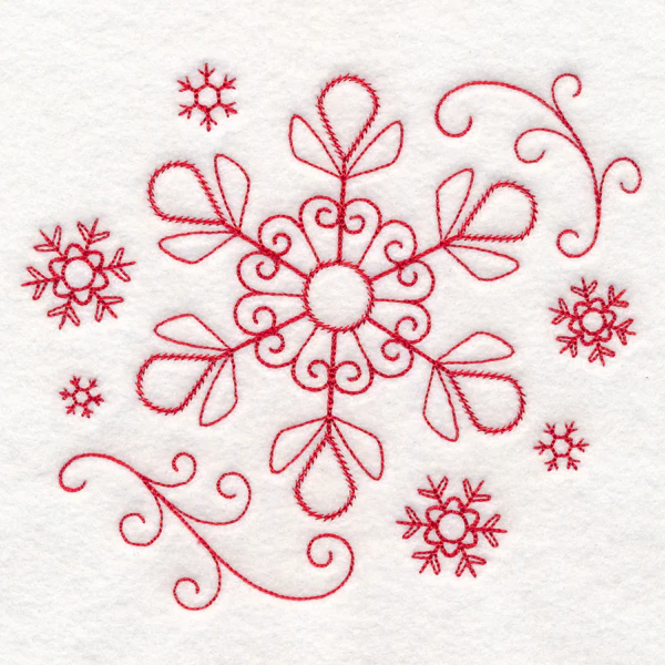 Nostalgic Christmas - Snowflake (Redwork) - Image 2