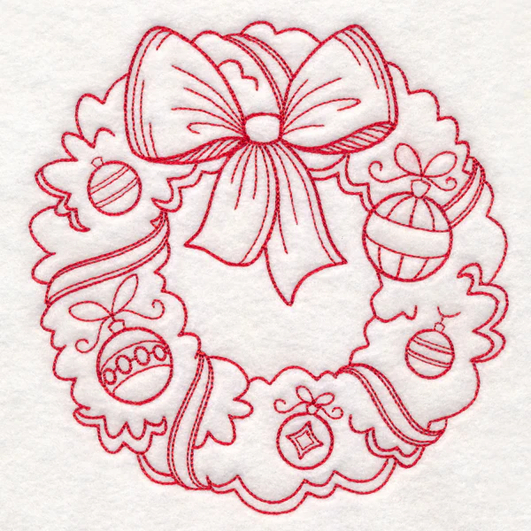 Nostalgic Christmas - Wreath (Redwork) - Image 2