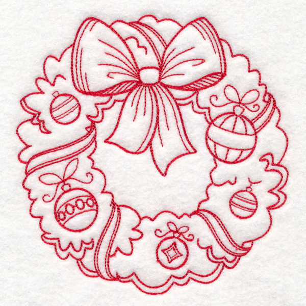 Nostalgic Christmas - Wreath (Redwork) - Image 3