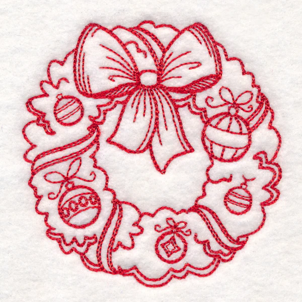 Nostalgic Christmas - Wreath (Redwork) - Image 5