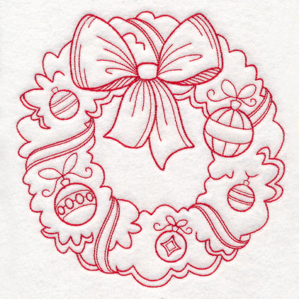 Nostalgic Christmas - Wreath (Redwork) - Image 6