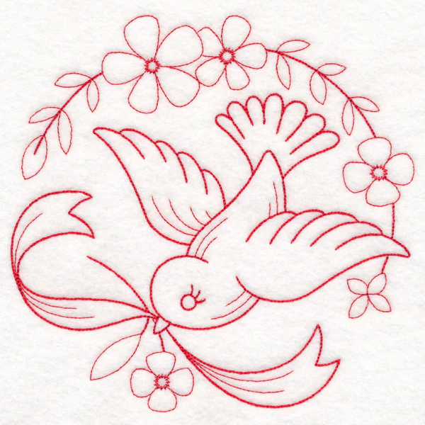 Nostalgic Nature - Bird (Redwork) - Image 2