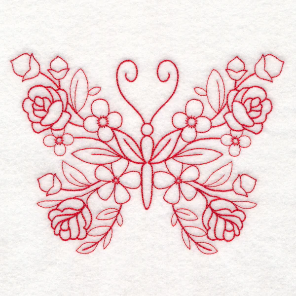 Nostalgic Nature - Butterfly (Redwork) - Image 2