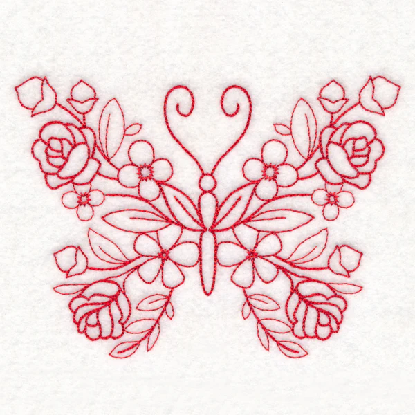 Nostalgic Nature - Butterfly (Redwork) - Image 3